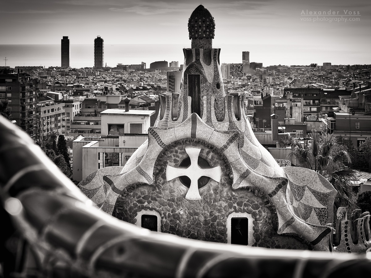 Black and White Photography: Barcelona Skyline / Park Güell